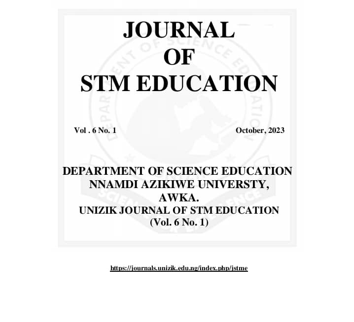 					View Vol. 6 No. 1 (2023): UNIZIK JOURNAL OF STM EDUCATION
				