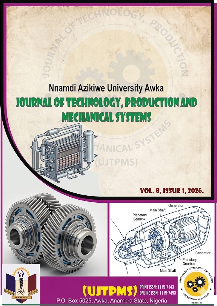 					View Vol. 8 No. 1 (2026): Unizik Journal of Technology, Production and Mechanical Systems (UJTPMS) in progress
				