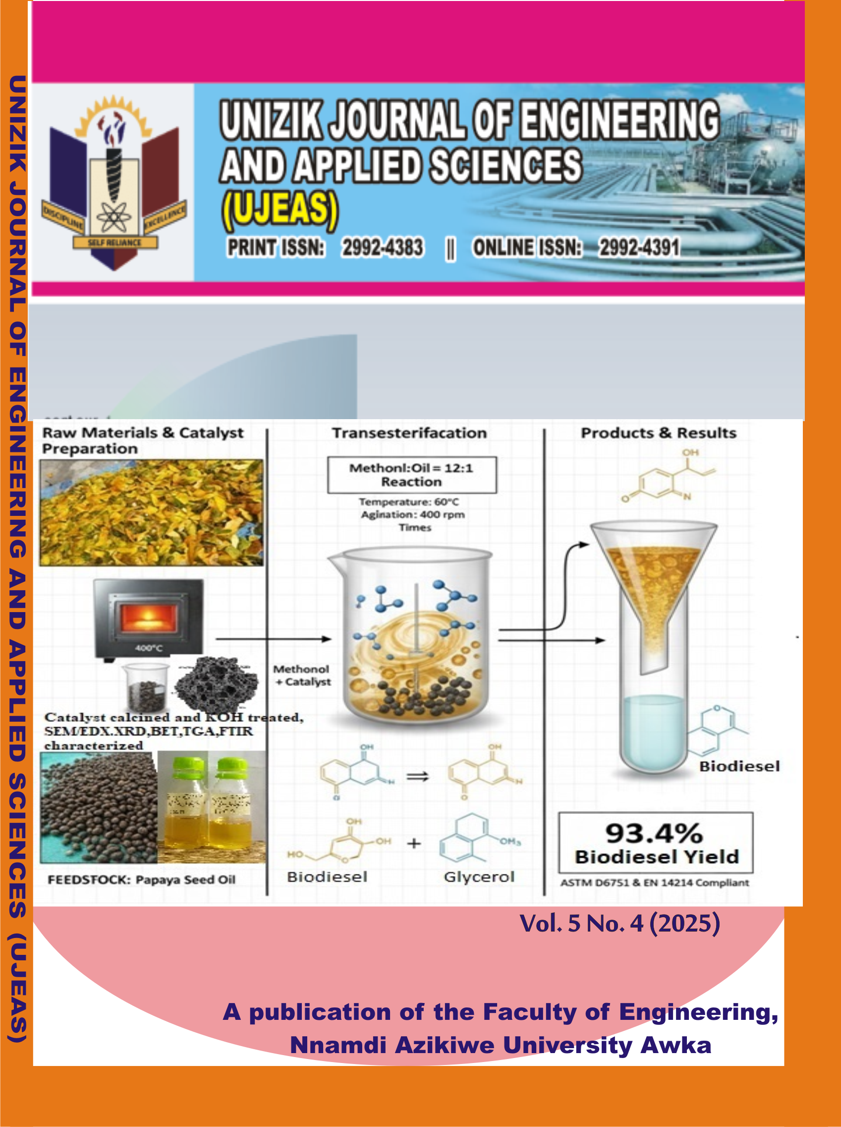 					View Vol. 5 No. 4 (2025): UNIZIK Journal of Engineering and Applied Sciences
				