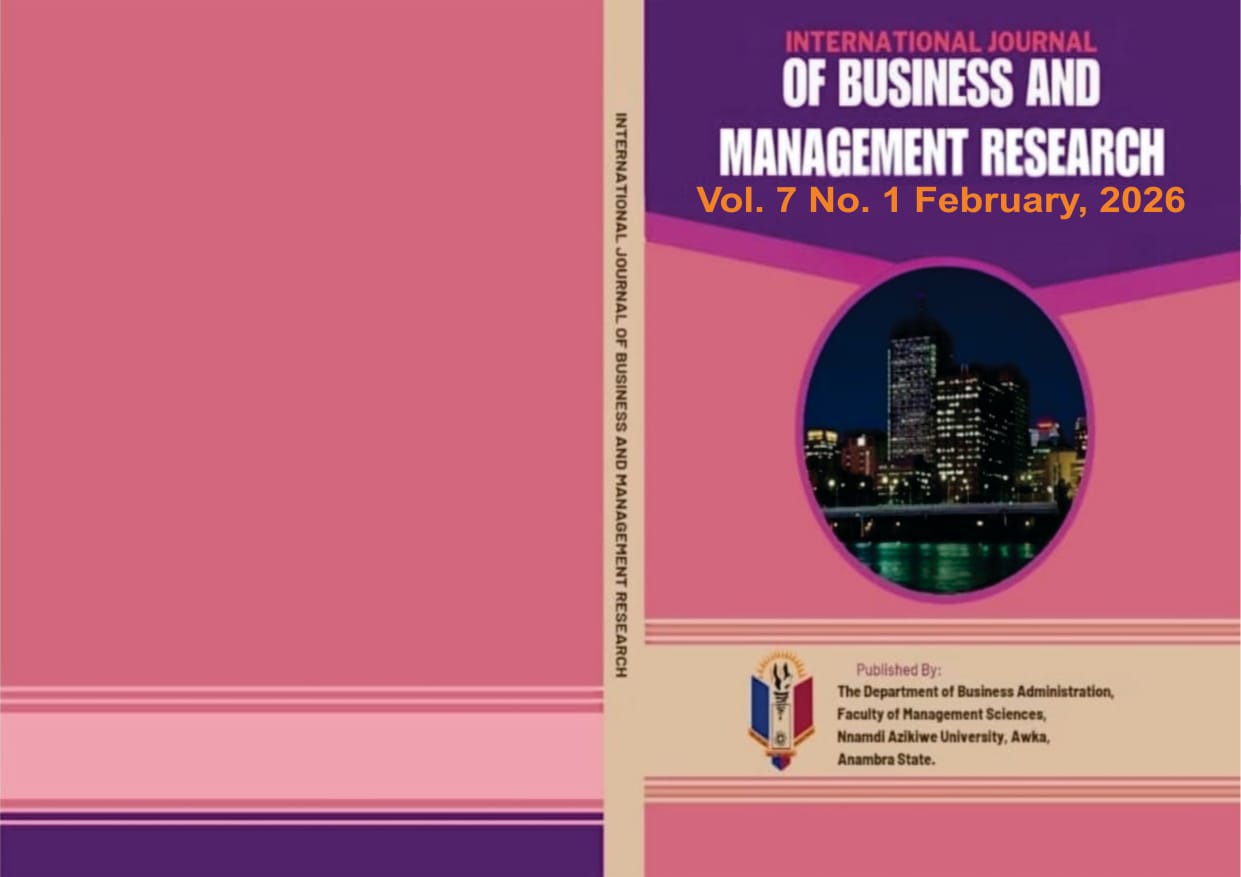 					View Vol. 7 No. 1 (2026): INTERNATIONAL JOURNAL OF BUSINESS AND MANAGEMENT RESEARCH
				