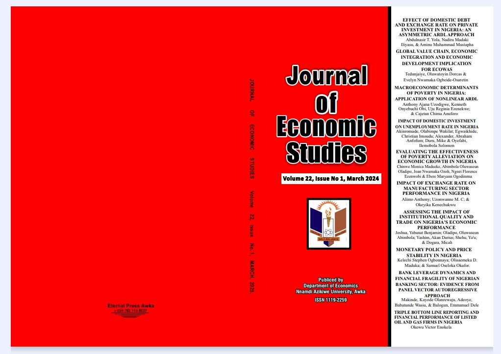 					View Vol. 22 No. 1 (2025):  Journal of Economic Studies (JES) Department of Economics, Nnamdi Azikiwe University, Awka, Anambra State, Nigeria.
				