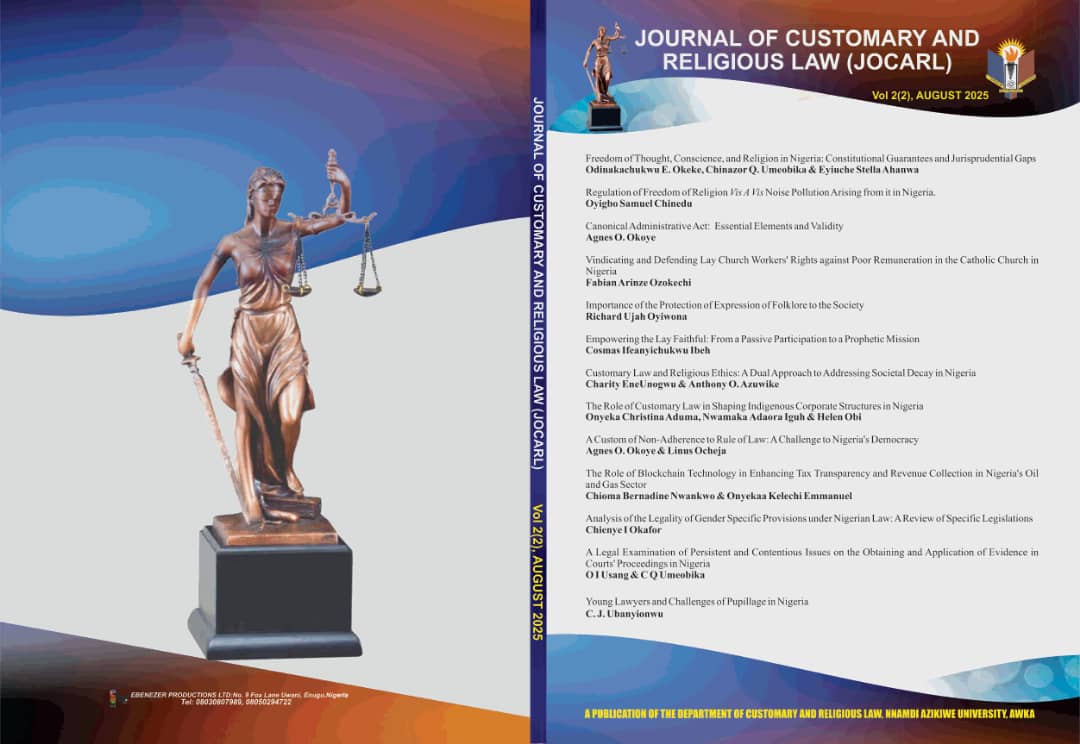 					View Vol. 2 No. 2 (2025): JOURNAL OF CUSTOMARY AND RELIGIOUS LAW (JOCARL)
				