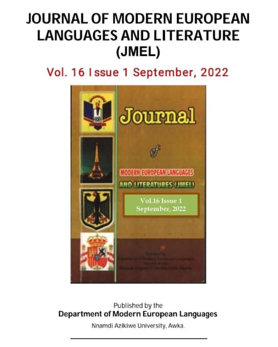 					View Vol. 16 No. 1 (2022): JOURNAL OF MODERN EUROPEAN LANGUAGES AND LITERATURE (JMEL)
				