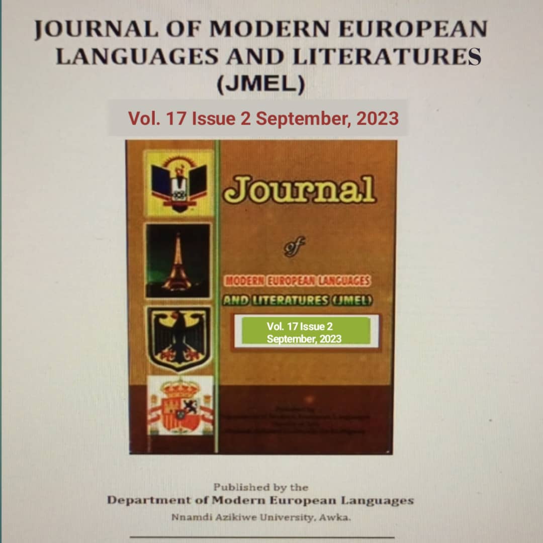 					View Vol. 17 No. 2 (2023): JOURNAL OF MODERN EUROPEAN LANGUAGES AND LITERATURES (JMEL)
				